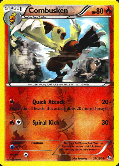 Combusken 27/160 Uncommon Primal Clash Pokemon Reverse Holo Near Mint