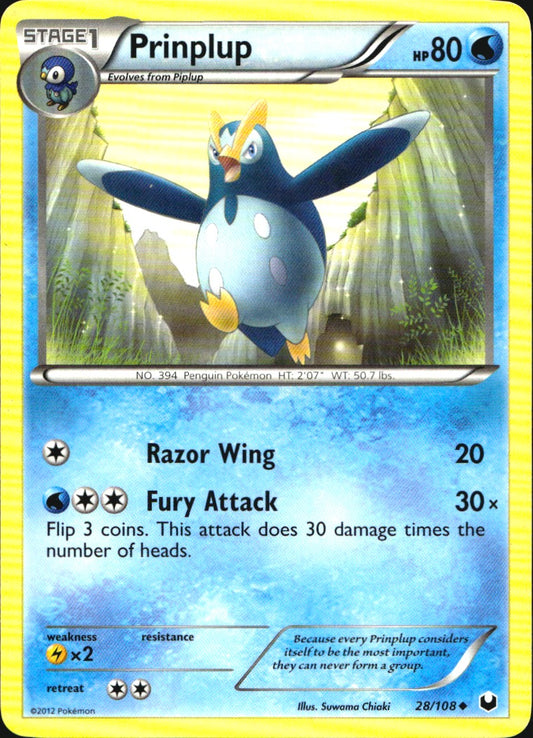 Prinplup 28/108 Uncommon Dark Explorers Pokemon Near Mint