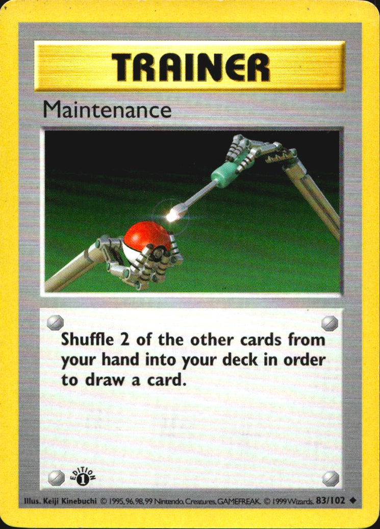 Maintenance 83/102 Uncommon Base Set Shadowless Pokemon 1st Edition LP