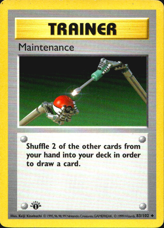 Maintenance 83/102 Uncommon Base Set Shadowless Pokemon 1st Edition LP