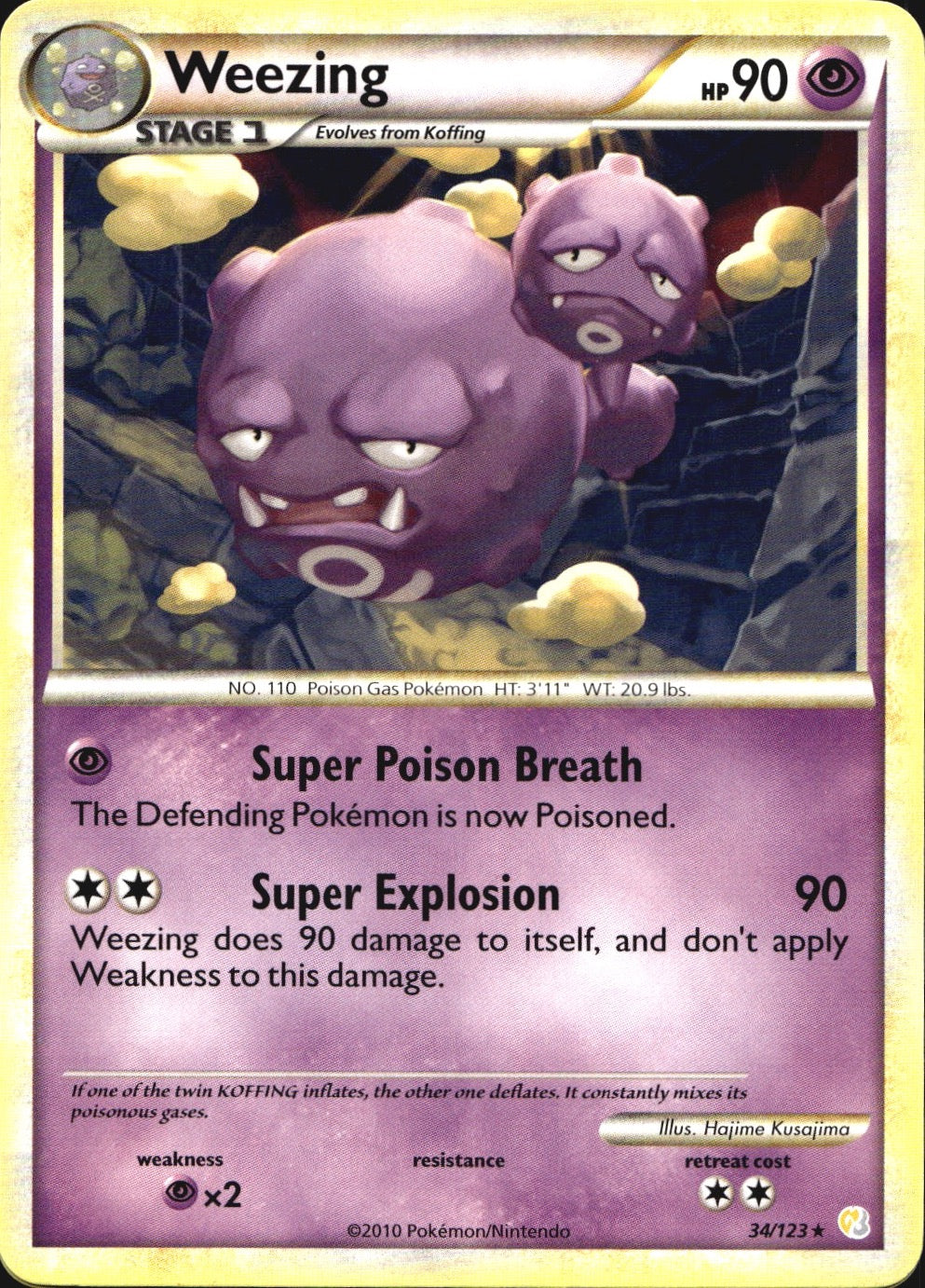 Weezing 34/123 Rare HeartGold & SoulSilver Pokemon Near Mint