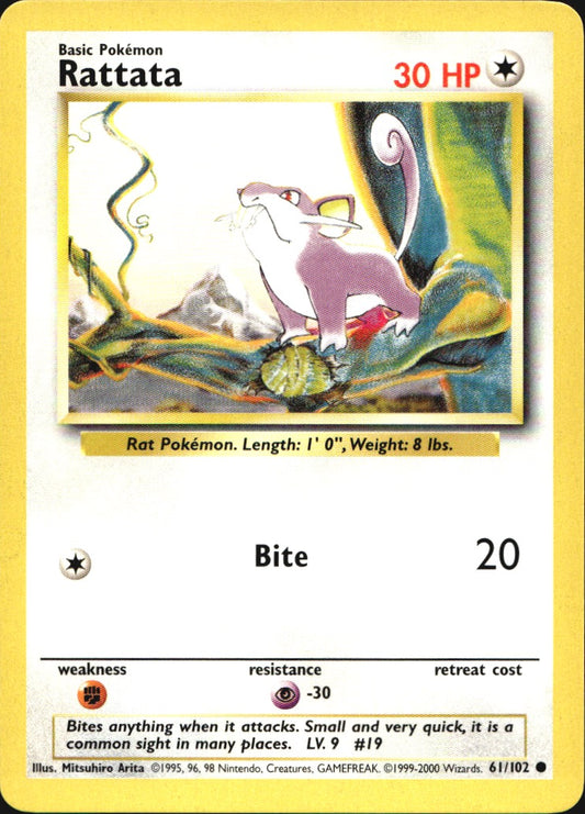 Rattata 61/102 Common Base Set Pokemon Near Mint