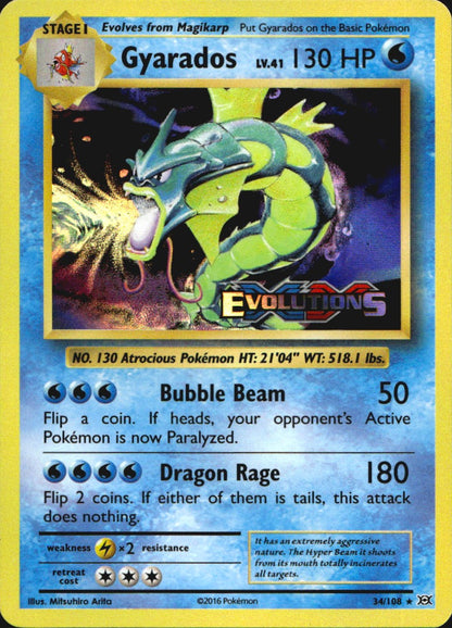 Gyarados 34/108 Holo Rare Evolutions Pokemon Near Mint