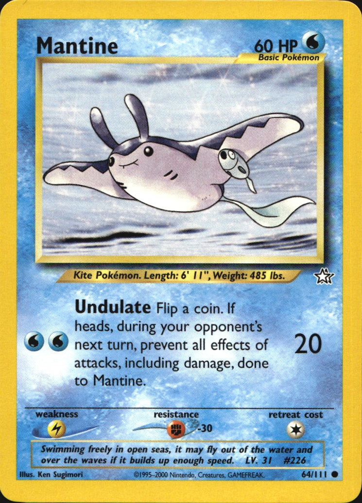 Mantine 64/111 Common Neo Genesis Pokemon Near Mint