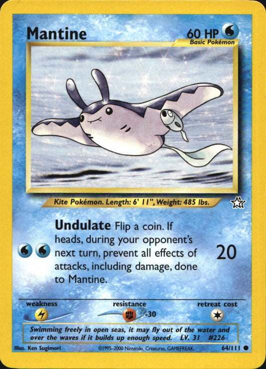 Mantine 64/111 Common Neo Genesis Pokemon Near Mint
