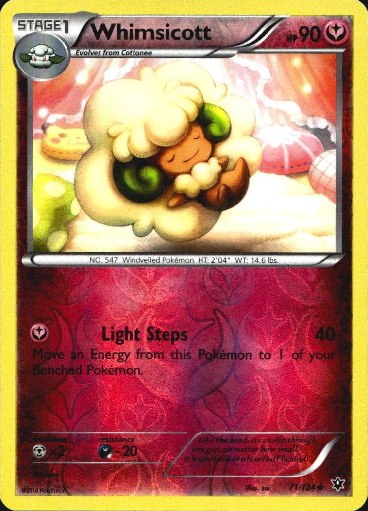 Whimsicott 71/124 Uncommon Fates Collide Pokemon Reverse Holo Near Mint