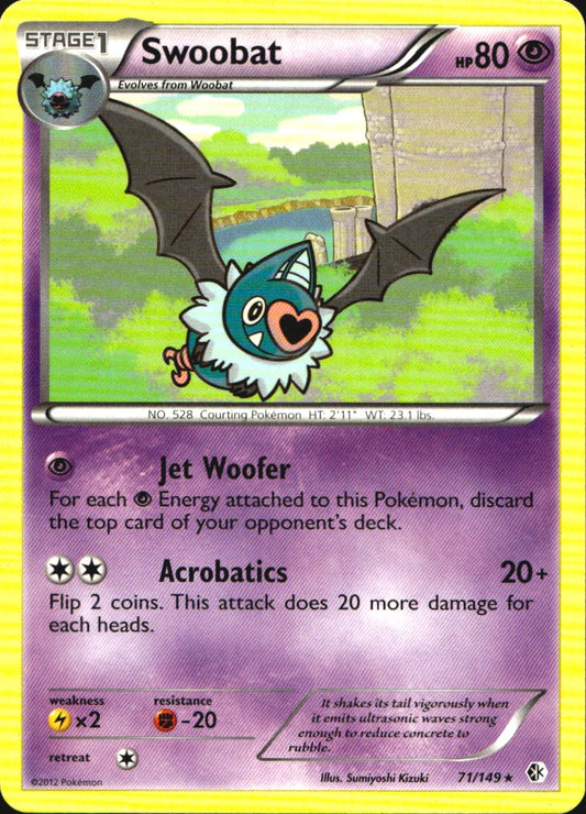 Swoobat 71/149 Rare Boundaries Crossed Pokemon Near Mint