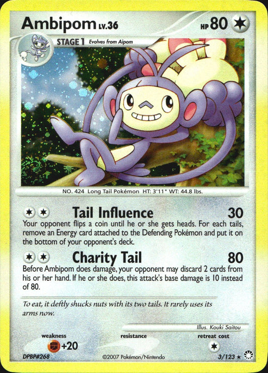 Ambipom 3/123 Holo Rare Mysterious Treasures Pokemon Near Mint