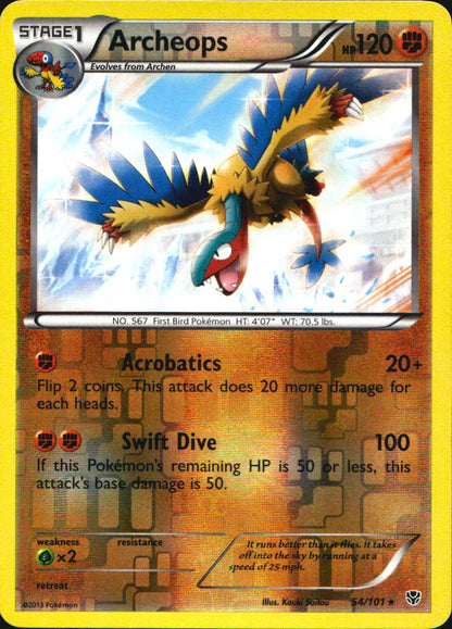Archeops 54/101 Holo Rare Plasma Blast Pokemon Reverse Holo Near Mint