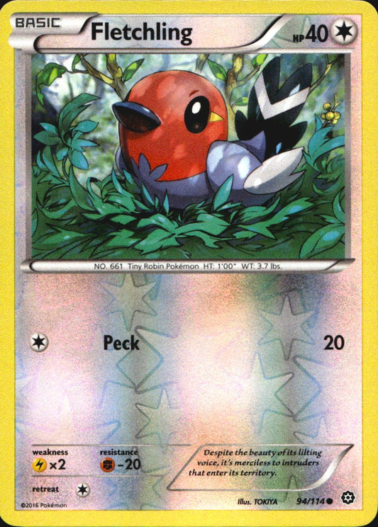 Fletchling 94/114 Common Steam Siege Pokemon Reverse Holo Near Mint