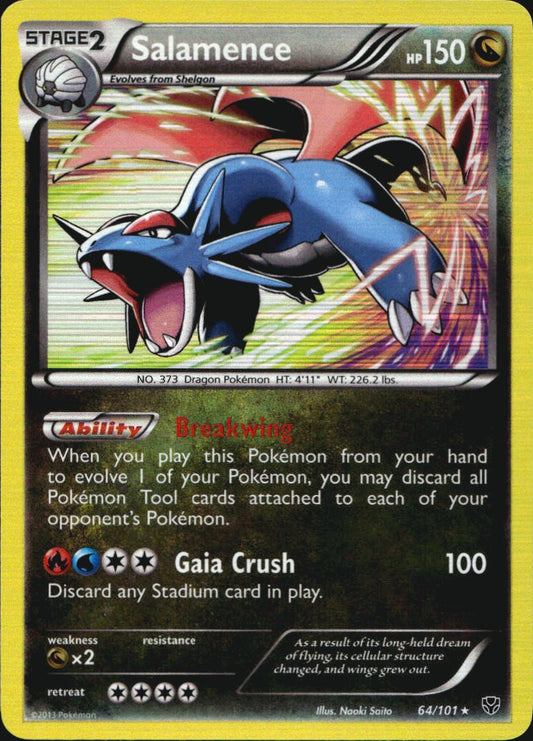 Salamence 64/101 Holo Rare Plasma Blast Pokemon Reverse Holo Near Mint