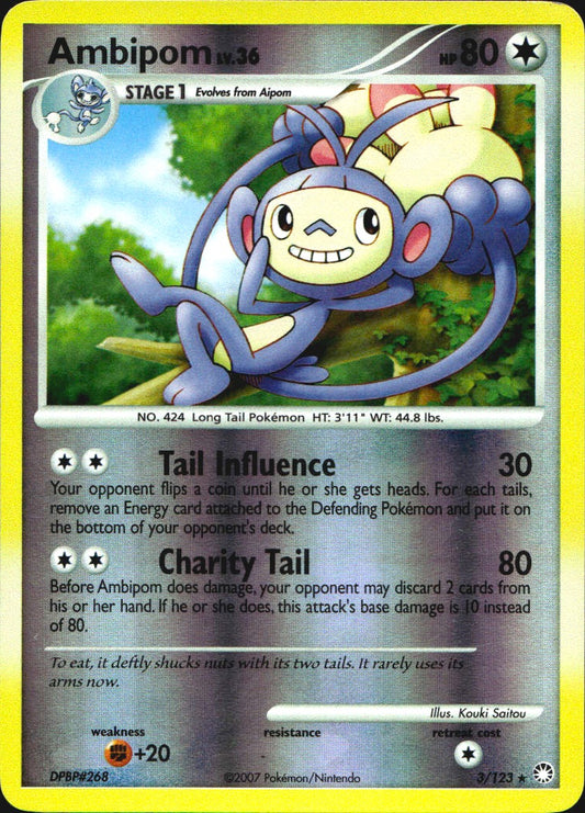 Ambipom 3/123 Mysterious Treasures Pokemon Reverse Holo Near Mint