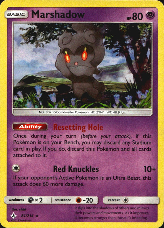 Marshadow 81/214 Holo Rare Unbroken Bonds Pokemon Near Mint