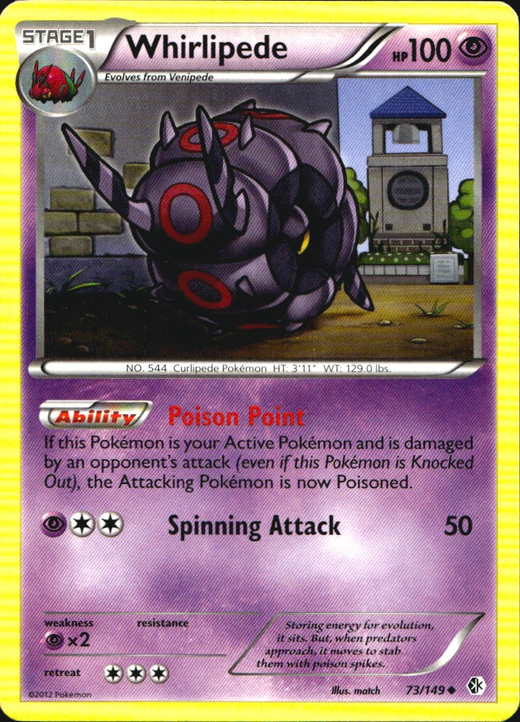 Whirlipede 73/149 Uncommon Boundaries Crossed Pokemon Near Mint