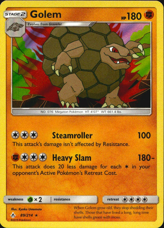 Golem 89/214 Holo Rare Unbroken Bonds Pokemon Near Mint