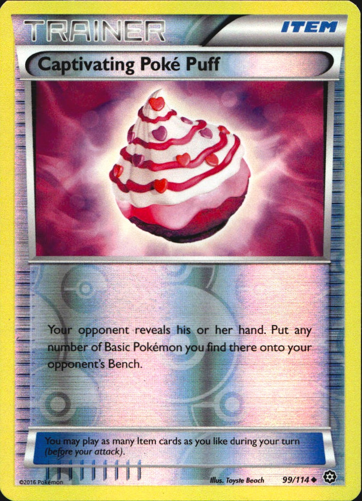 Captivating Poke Puff 99/114 Uncommon Steam Siege Pokemon Reverse Holo Near Mint