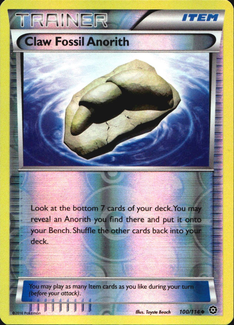 Claw Fossil Anorith 100/114 Uncommon Steam Siege Pokemon Reverse Holo Near Mint