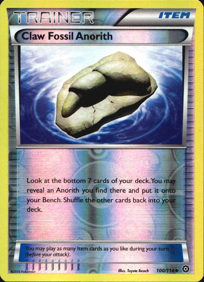 Claw Fossil Anorith 100/114 Uncommon Steam Siege Pokemon Reverse Holo Near Mint