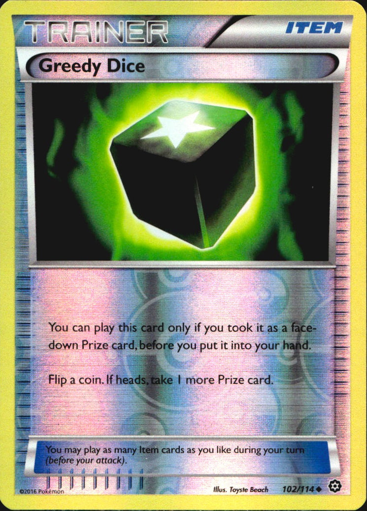 Greedy Dice 102/114 Uncommon Steam Siege Pokemon Reverse Holo Near Mint
