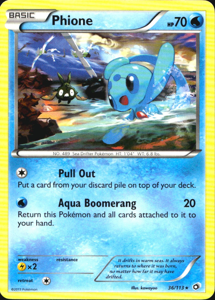 Phione 36/113 Rare Legendary Treasures Pokemon Near Mint