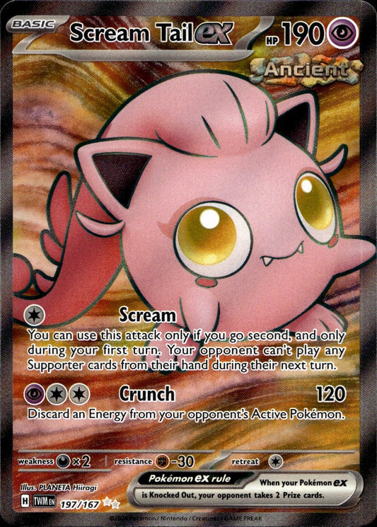 Scream Tail ex 197/167 Ultra Rare Twilight Masquerade Pokemon Near Mint