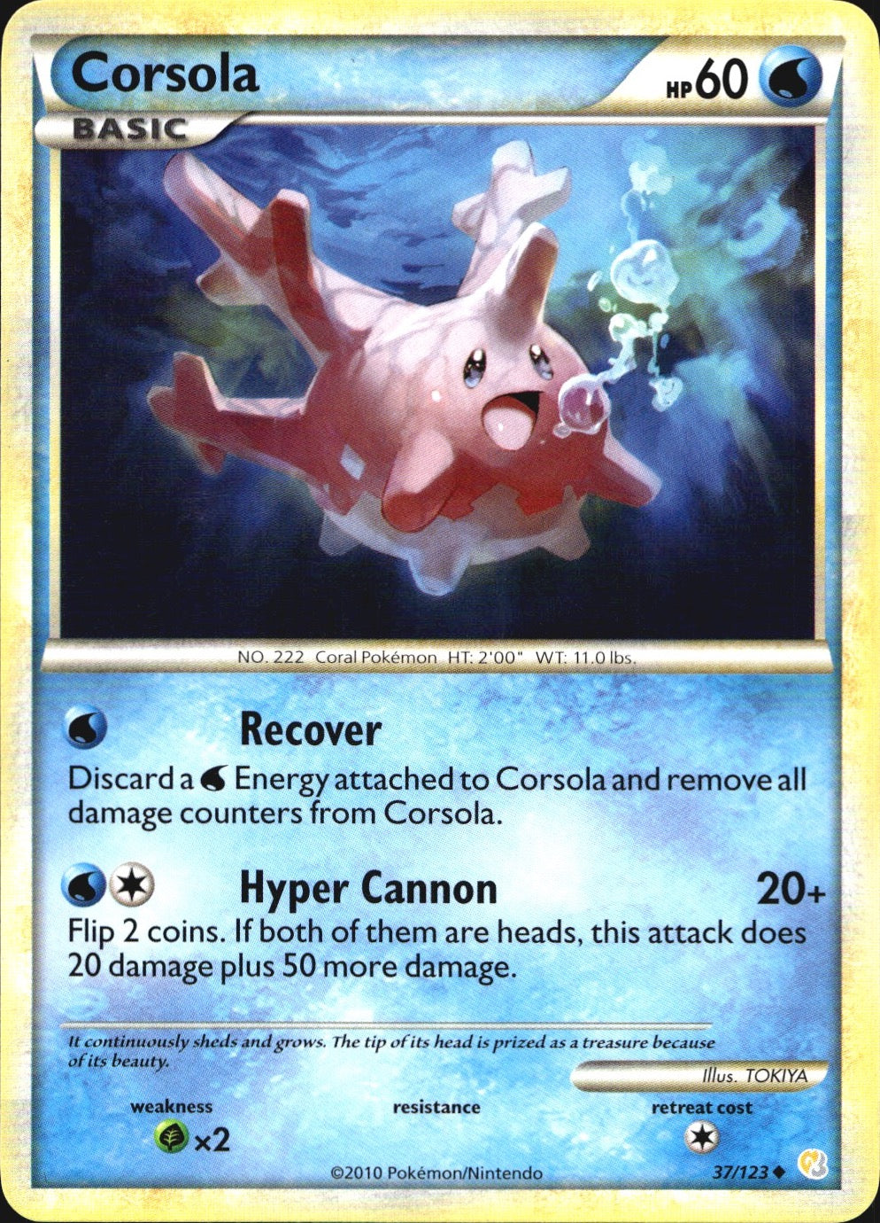 Corsola 37/123 Uncommon HeartGold & SoulSilver Pokemon Near Mint