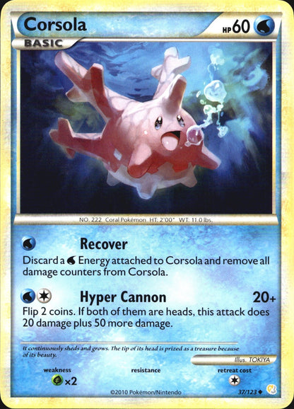 Corsola 37/123 Uncommon HeartGold & SoulSilver Pokemon Near Mint