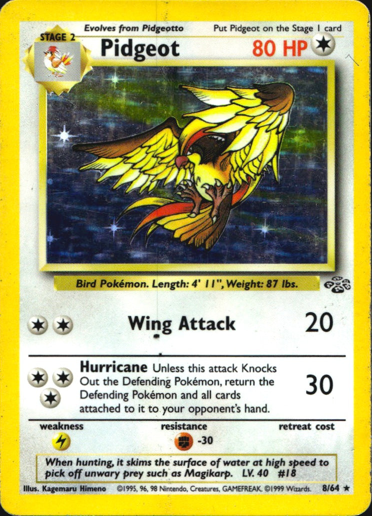 Pidgeot 8/64 Holo Rare Jungle Pokemon Heavily Played