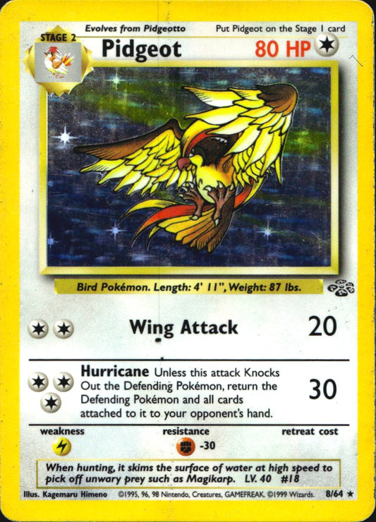Pidgeot 8/64 Holo Rare Jungle Pokemon Heavily Played