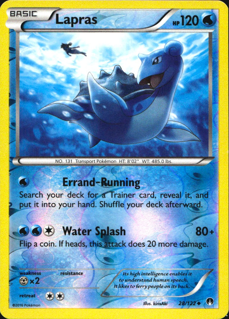 Lapras 28/122 Uncommon BREAKpoint Pokemon Reverse Holo Near Mint