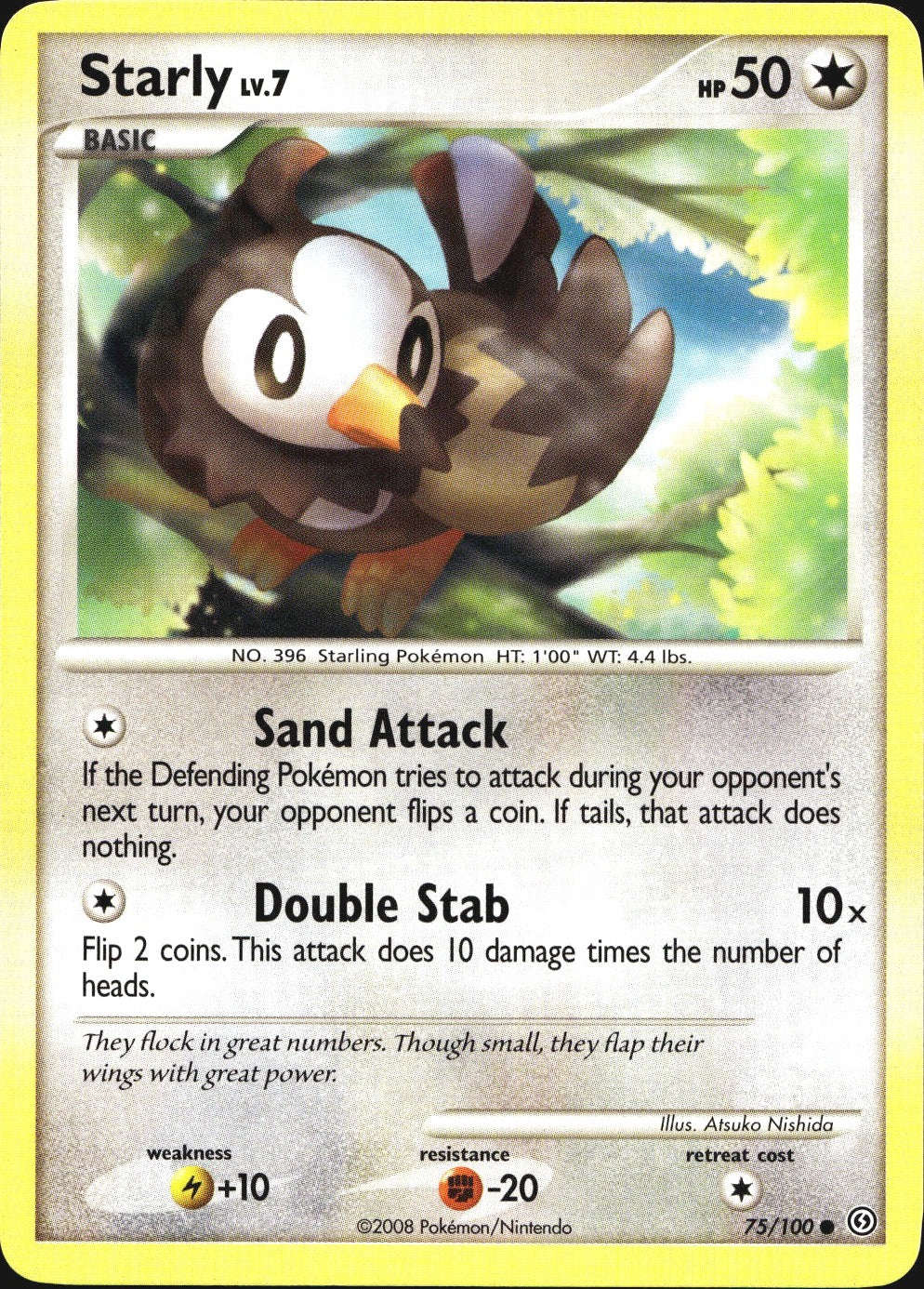 Starly 75/100 Common Stormfront Pokemon Near Mint