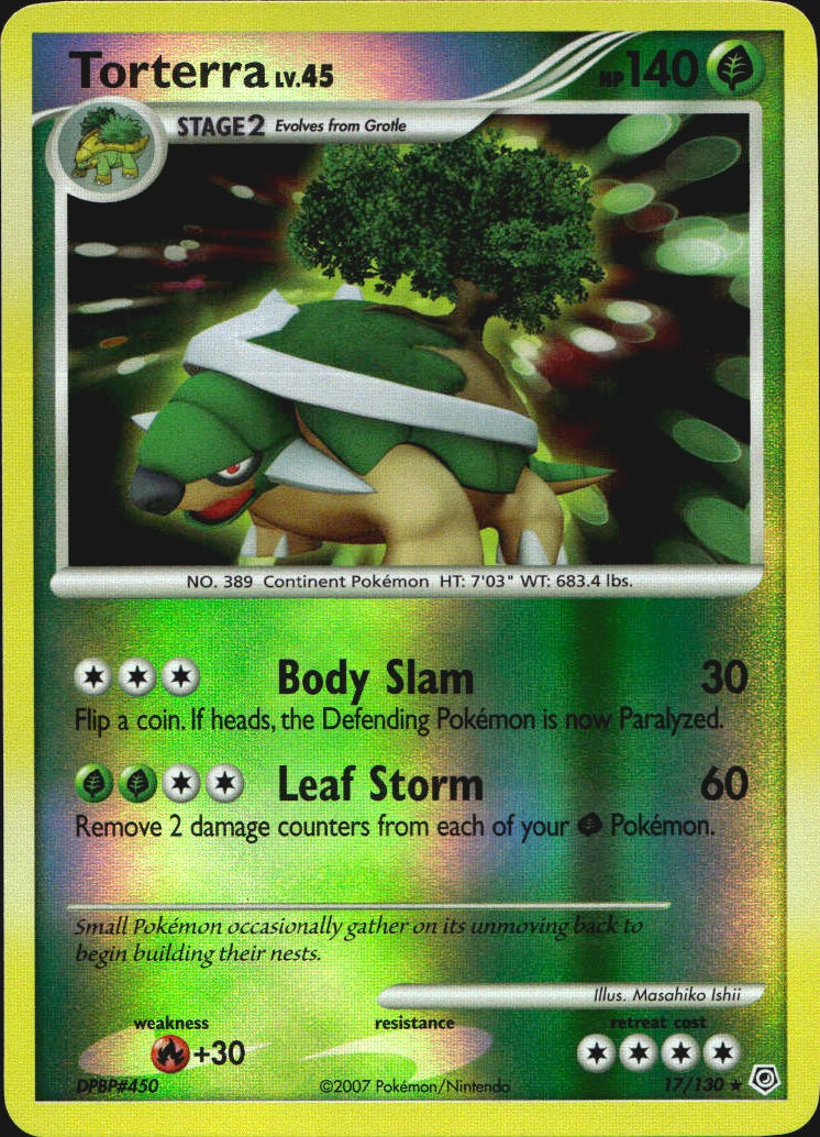 Torterra 17/130 Diamond & Pearl Pokemon Reverse Holo Near Mint