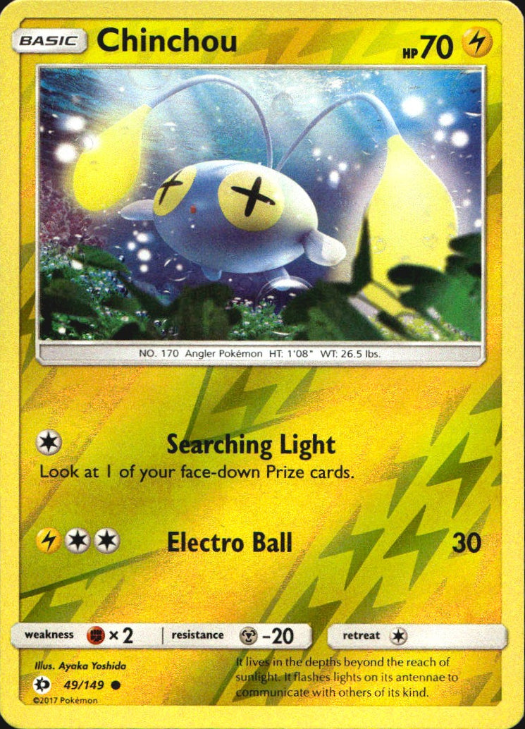 Chinchou 49/149 Common Sun & Moon Pokemon Reverse Holo Near Mint