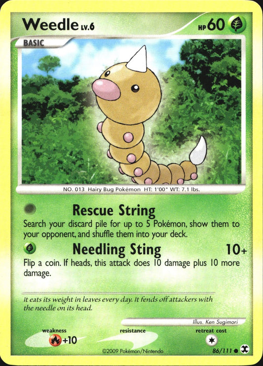Weedle 86/111 Common Rising Rivals Pokemon Near Mint