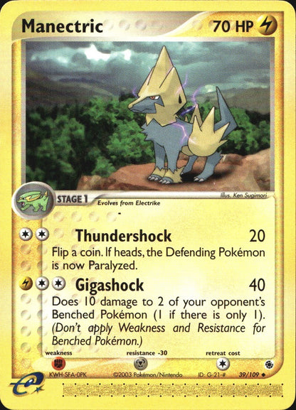 Manectric 39/109 Uncommon Ruby & Sapphire Pokemon Near Mint