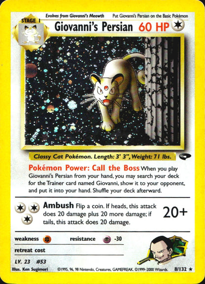 Giovanni's Persian 8/132 Holo Rare Gym Challenge Pokemon Near Mint