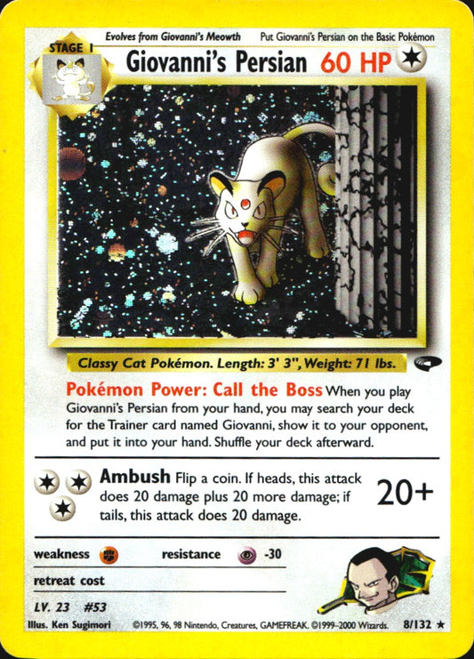 Giovanni's Persian 8/132 Holo Rare Gym Challenge Pokemon Near Mint