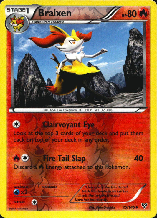 Braixen 25/146 Uncommon XY Pokemon Reverse Holo Near Mint