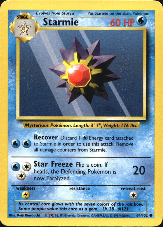 Starmie 64/102 Common Base Set Pokemon Near Mint