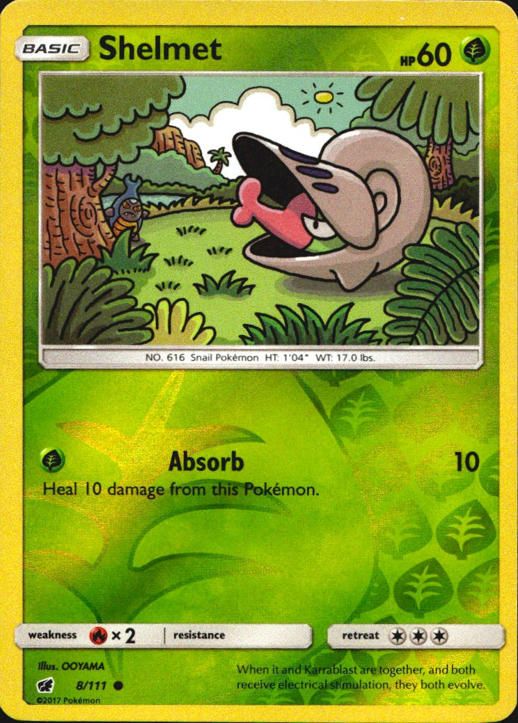 Shelmet 8/111 Common Crimson Invasion Pokemon Reverse Holo Near Mint