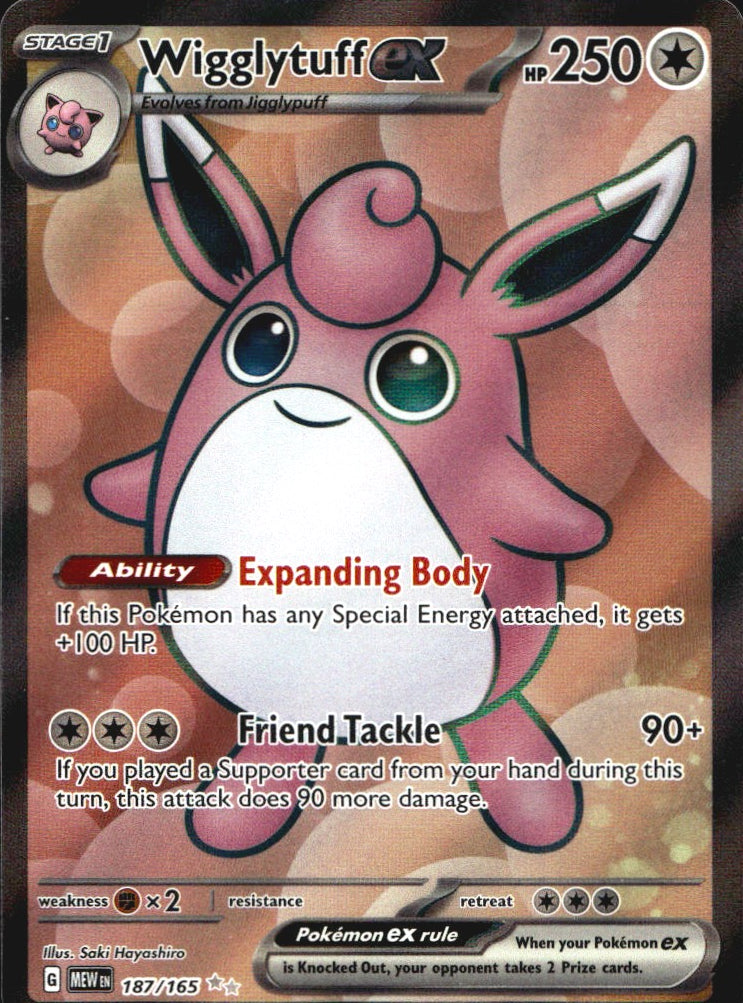 Wigglytuff ex 187/165 Ultra Rare 151 Pokemon Near Mint