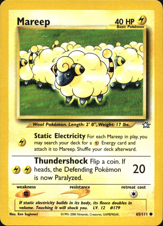 Mareep 65/111 Common Neo Genesis Pokemon Near Mint