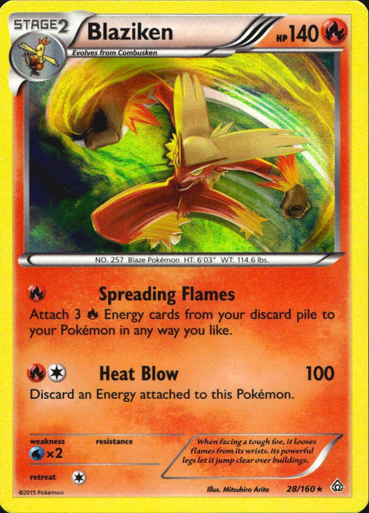 Blaziken 28/160 Holo Rare Primal Clash Pokemon Near Mint