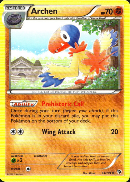 Archen 53/101 Uncommon Plasma Blast Pokemon Near Mint