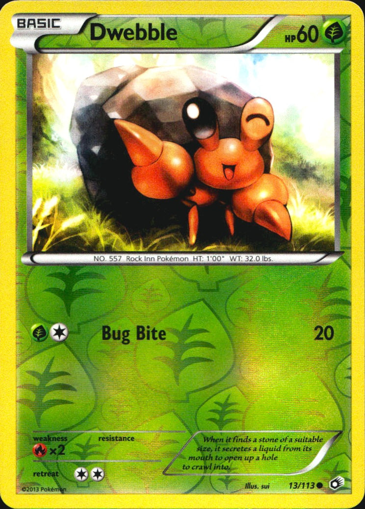 Dwebble 13/113 Common Legendary Treasures Pokemon Reverse Holo Near Mint