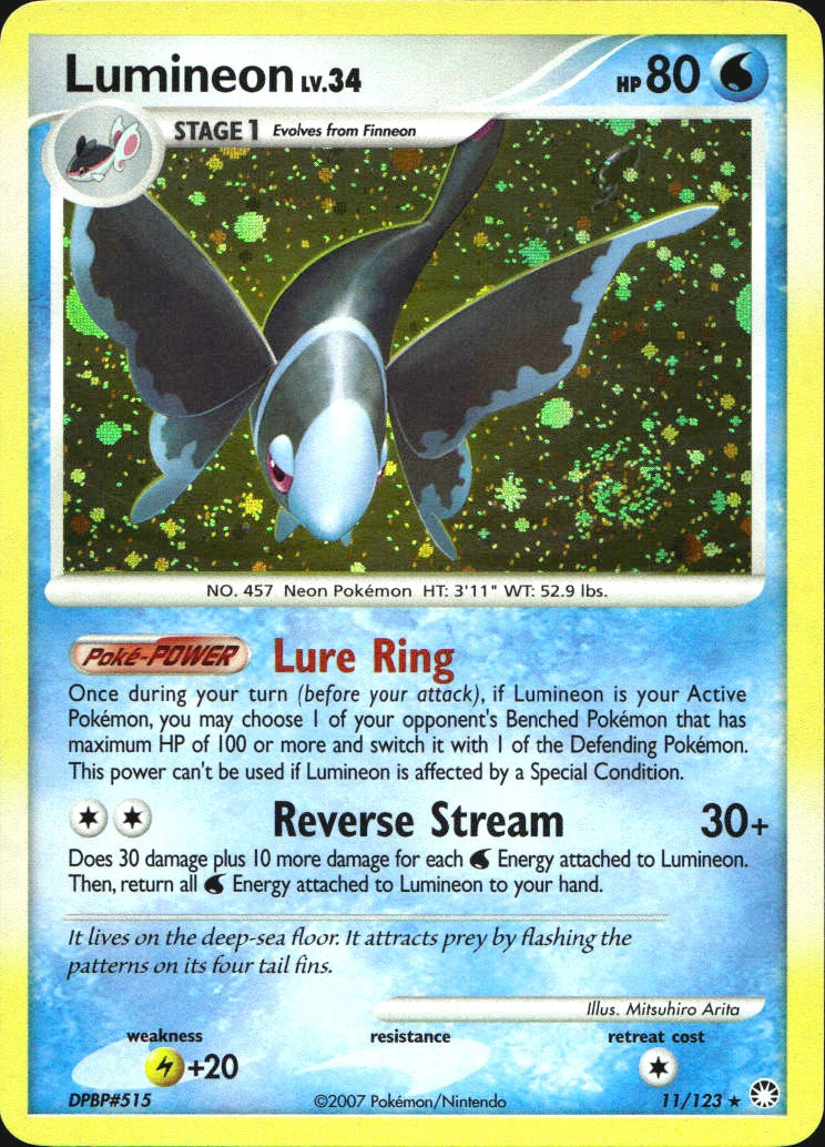 Lumineon 11/123 Holo Rare Mysterious Treasures Pokemon Near Mint