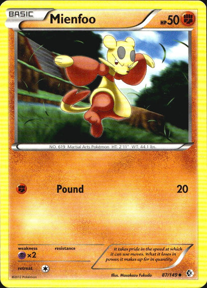 Mienfoo 87/149 Uncommon Boundaries Crossed Pokemon Near Mint