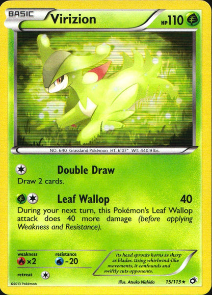 Virizion 15/113 Holo Rare Legendary Treasures Pokemon Near Mint