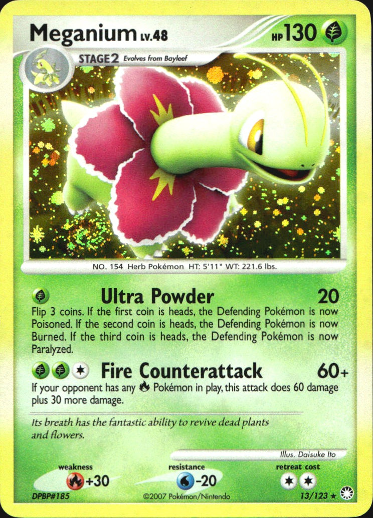 Meganium 13/123 Holo Rare Mysterious Treasures Pokemon Near Mint
