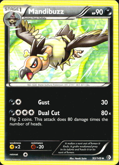 Mandibuzz 93/149 Uncommon Boundaries Crossed Pokemon Near Mint